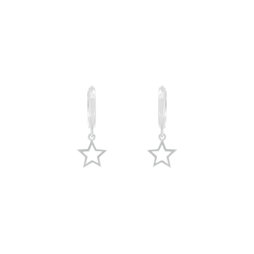 Silver Star Bright Huggie Earrings