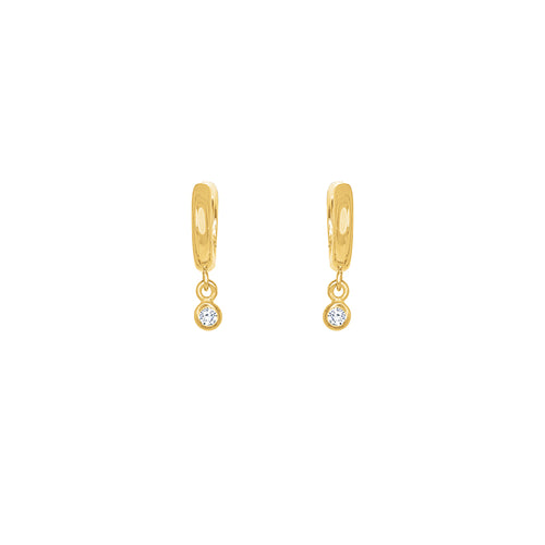 Gold Plated Maia Cz Huggie Drop Earrings