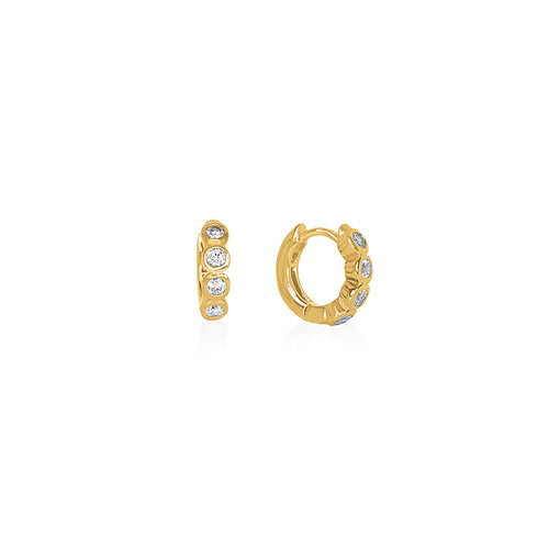 9ct Yellow Gold Prism Huggie Earrings - Walker & Hall