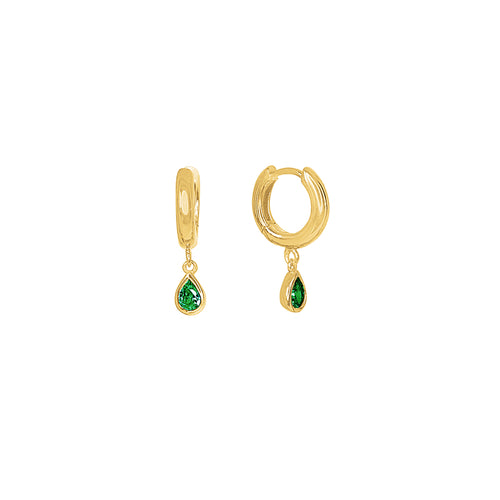 Gold Plated Lexi Huggie Earrings - Green