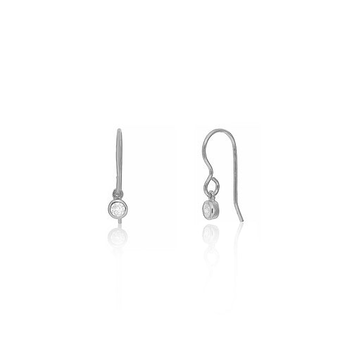 Silver Cz Drop Hook Earrings