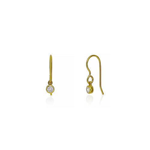 Gold Plated Cz Drop Hook Earrings