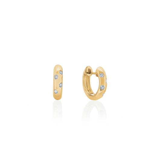 9ct Yellow Gold Droplet Diamond Huggie Earring