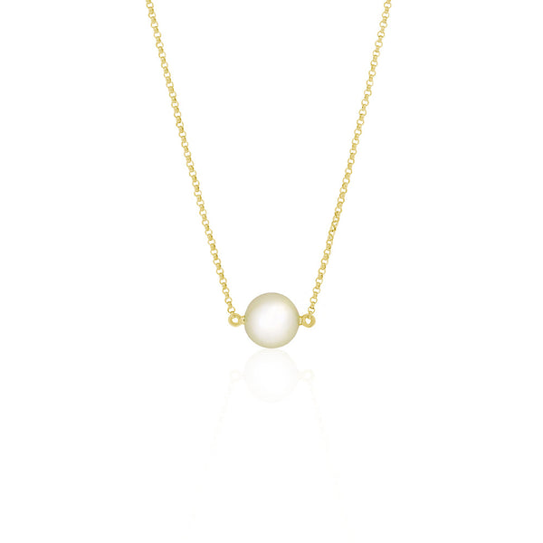 Solid Gold Single Pearl Choker Necklace | Lily & Roo | Wolf & Badger
