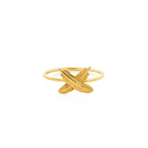 9ct Yellow Gold Feather Kisses Ring