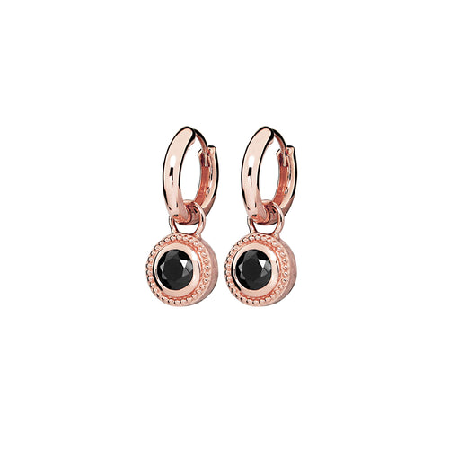 Rose Gold Plated Nella Cubic Zirconia Earrings - Black