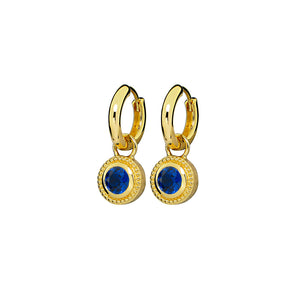 Gold Plated Nella Cubic Zirconia Earrings - Blue