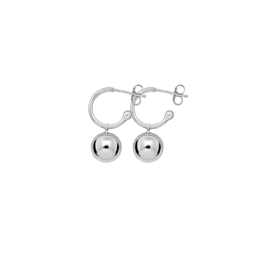 ARGENTO SILVER EURO BALL HOOPS EARRING