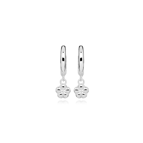 Silver Cz Flower Drop Earring