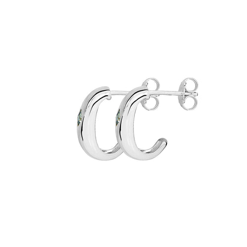 Silver Linden Earring - Deep Green