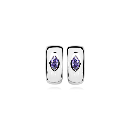 Silver Wren Earrings - Purple Cz