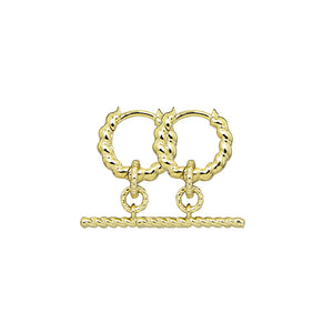 Gold Plated Fob Hoop Earring - Pebble