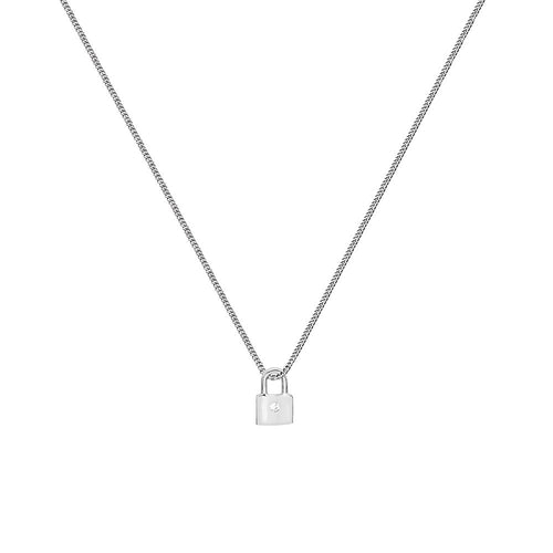 Heart Padlock Keyhole Necklace 950 Sterling Silver - lunaexpressonline.com