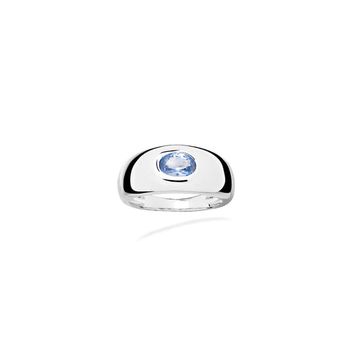 Silver Bluejay Ring - Aqua CZ