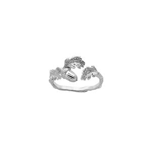 Silver Acorn & Leaf Ring