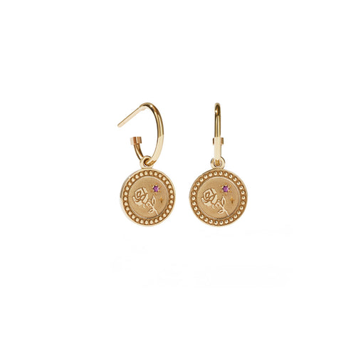Gold Plated Amulet Earrings - Love