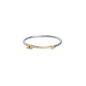 Silver and 9ct Yellow Gold Arrow Ring