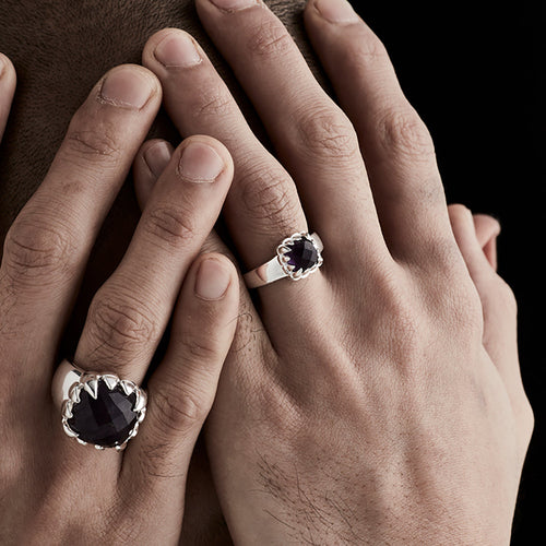 Silver Baby Claw Ring - Onyx