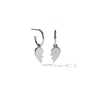 Silver Broken Heart Signature Hoop Earrings
