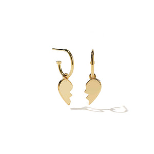 Gold Plated Broken Heart Signature Hoop Earrings