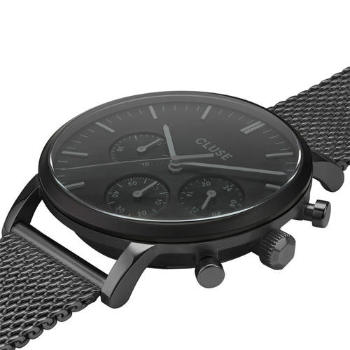 Aravis Chrono Full Black Mesh Watch