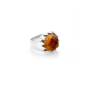 Silver Claw Ring - Yellow Zircon