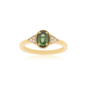 18ct Yellow Gold Petra Green Sapphire Diamond Ring