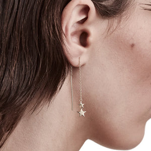 Silver Falling Stolen Star Thread Earrings