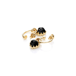 Gold Plated Love Anchor Earrings - Onyx