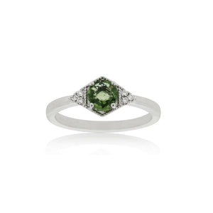 18ct White Gold Riley Green Sapphire Diamond Ring
