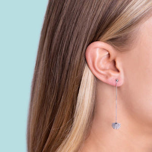 Silver Mini Fan Tail Drop Earrings