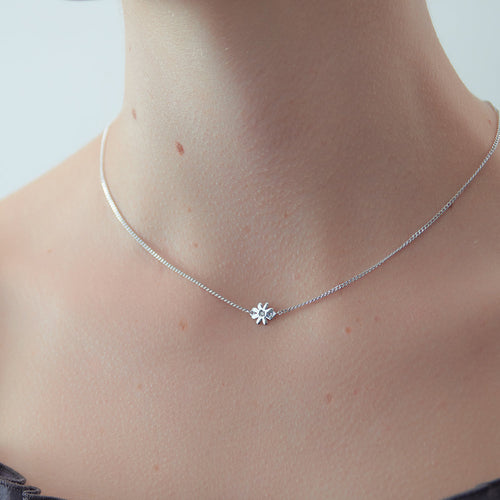 Flower Moissanite Diamond Sterling Silver Necklace - Shraddha Shree Gems