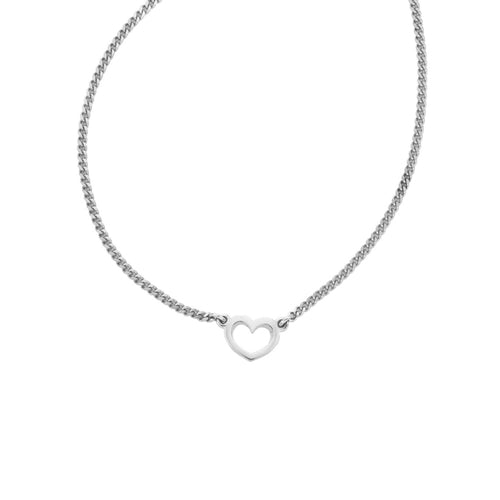Tiny Puffy Heart Necklace in Sterling Silver with Diamond - Michelle Chang