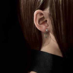 Silver Moon and Star Hoops