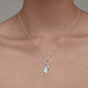 Silver Acorn & Leaf Loop Necklace