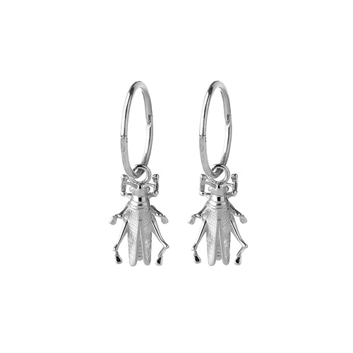 Silver Grasshopper Sleeper Earrings