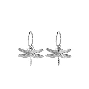 Silver Dragonfly Sleeper Earrings