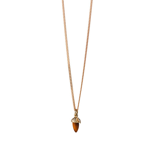 9ct Yellow Gold Micro Acorn & Leaf Necklace