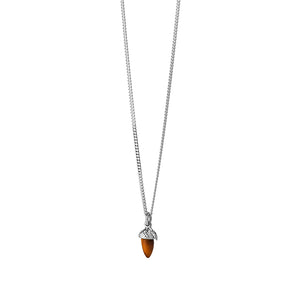 Silver Micro Acorn & Leaf Necklace