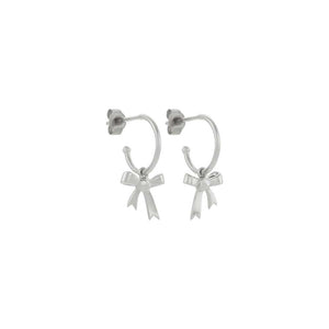 Silver Bow Hoop Earrings