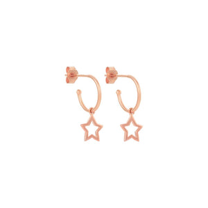 9ct Rose Gold Star Hoop Earrings
