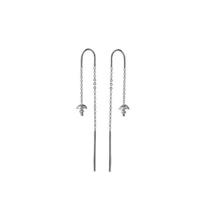 Silver Mushroom Thread Earrings