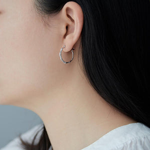 Silver Bamboo Hoop Earrings