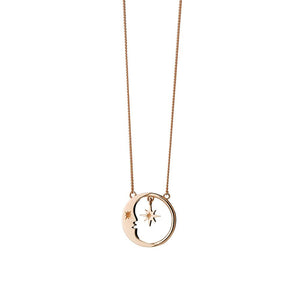9ct Rose Gold Moon and Star Necklace