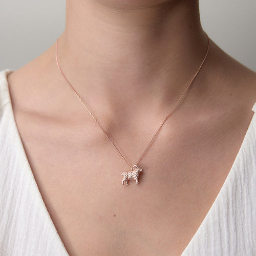 Heart-shaped Champagne Diamond Necklace in Rose Gold | KLENOTA
