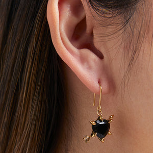 9ct Yellow Gold Cupid's Arrow & Heart Earrings