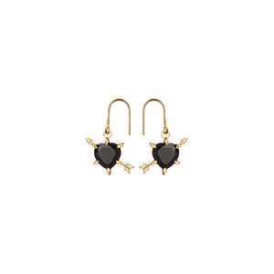 9ct Yellow Gold Cupid's Arrow & Heart Earrings