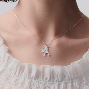 Silver Drummer Girl Necklace