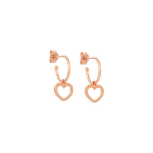 9ct Rose Gold Heart Hoop Earrings