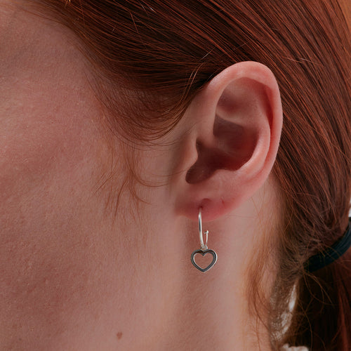 Silver Heart Hoop Earrings